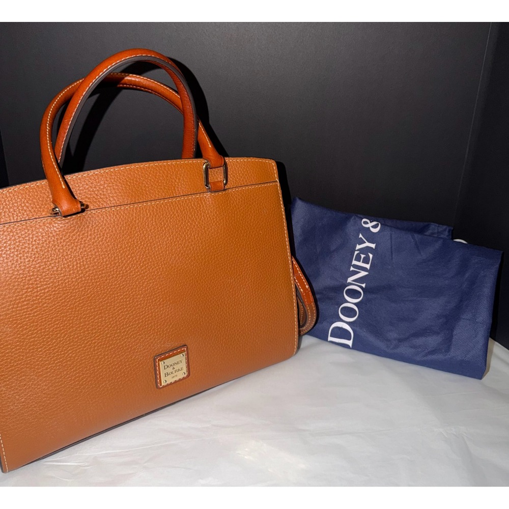 Dooney & Bourke Pebble Grain Satchel Women Medium Tan Leather Handbag Tote